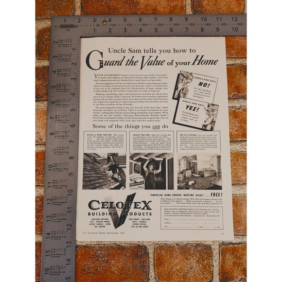 1942 Celotex Home Improvement Vintage Print Ad 1940s WWII Era Building Products - Picture 3 of 10